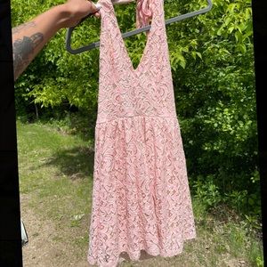 XS pink lace halter dress